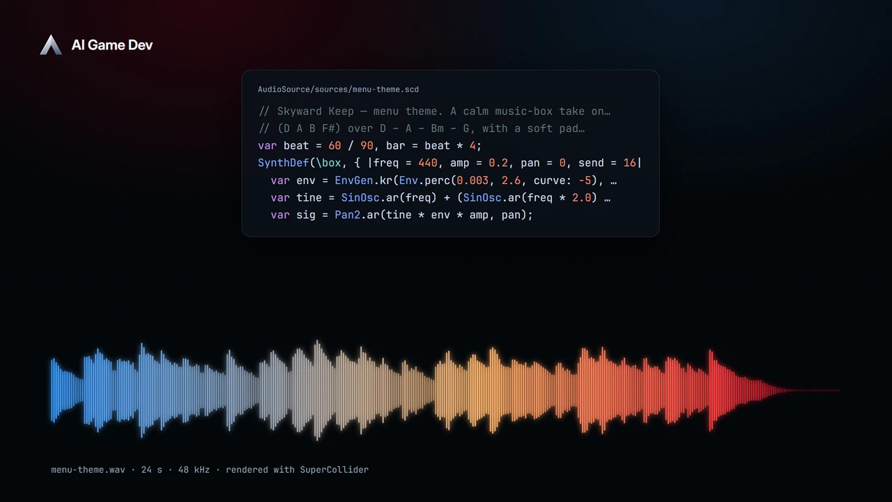 Spielmusik mit KI komponieren — SuperCollider in AI Game Developer